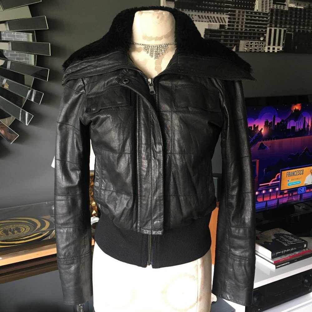 Banana Republic Leather Bomber with Shearling